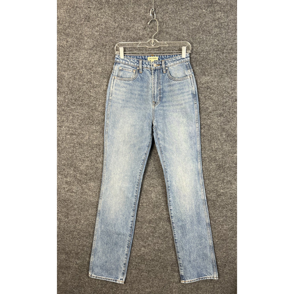 Grlfrnd Jeans Womens 26 The Sara Super High Rise Slim Straight Blue Light Wash